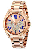 Michael Kors Bradshaw Chronograph Rose Gold Dial Rose Gold Steel Strap Watch For Women - MK6321