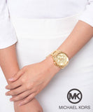 Michael Kors Brecken Chronograph Gold Dial Gold Steel Strap Watch For Women - MK6366