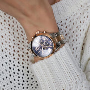 Michael Kors Bradshaw Chronograph Blue Dial Two Tone Steel Strap Watch For Women - MK6389