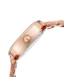 Michael Kors Mini Parker Multi-Function Plum Mother of Pearl Dial Rose Gold Steel Strap Watch For Women - MK6403