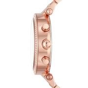 Michael Kors Parker Chronograph Purple Dial Rose Gold Steel Strap Watch For Women - MK6417