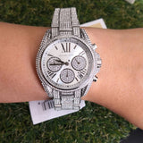 Michael Kors Mini Bradshaw Crystals Silver Dial Silver Steel Strap Watch For Women - MK6454