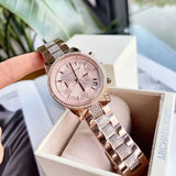 Michael Kors Ritz Chronograph Rose Gold Dial Rose Gold Steel Strap Watch For Women - MK6485