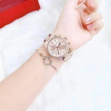 Michael Kors Ritz Chronograph Rose Gold Dial Rose Gold Steel Strap Watch For Women - MK6598