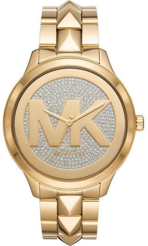 Michael Kors Runway Mercer Crystals Gold Dial Gold Steel Strap Watch For Women - MK6714