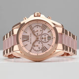 Michael Kors Bradshaw Chronograph Pink Dial Two Tone Steel Strap Watch For Women - MK6830