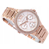 Michael Kors Camille Multifunction White Dial Rose Gold Steel Strap Watch For Women - MK6845