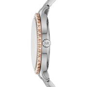 Michael Kors Layton Three Hand Mother of Pearl White Dial Two Tone Steel Strap Watch For Women - MK6849