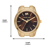 Michael Kors Runway Mercer Analog Brown Dial Gold Steel Strap Watch For Women - MK6855