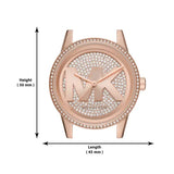 Michael Kors Ritz Analog Crystals Silver Dial Rose Gold Steel Strap Watch for Women - MK6863