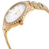 Michael Kors Layton Three Hand Mother of Pearl White Dial Gold Steel Strap Watch For Women - MK6870