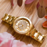 Michael Kors Runway Three-Hand Gold Dial Gold Steel Strap Watch For Women - MK6911