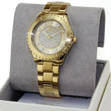 Michael Kors Runway Three-Hand Gold Dial Gold Steel Strap Watch For Women - MK6911