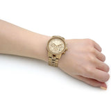 Michael Kors Ritz Chronograph Gold Dial Gold Steel Strap Watch For Women - MK6937