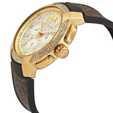 Michael Kors Sidney Multifunction White Dial Brown Leather Strap Watch For Women - MK6948