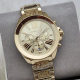 Michael Kors Wren Chronograph Gold Dial Gold Steel Strap Watch for Women - MK6952