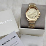 Michael Kors Wren Chronograph Gold Dial Gold Steel Strap Watch for Women - MK6952