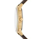 Michael Kors Tibby Multifunction Gold Dial Brown Leather Strap Watch For Women - MK6966