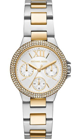 Michael Kors Camille Multifunction Silver Dial Two Tone Steel Strap Watch For Women - MK6982