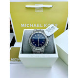 Michael Kors Lennox Three Hand Blue Dial Silver Steel Strap Watch For Women - MK6990