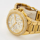 Michael Kors Camille Chronograph White Dial Gold Steel Strap Watch For Women - MK6994