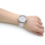 Michael Kors Runway Three Hand White Dial White Leather Strap Watch For Women - MK6998