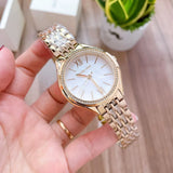 Michael Kors Mindy Three Hand White Dial Rose Gold Steel Strap Watch for Women - MK7078