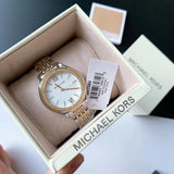 Michael Kors Mindy Three Hand White Dial Two Tone Steel Strap Watch For Women - MK7084