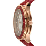 Michael Kors Runway Three-Hand Quartz Red Dial Red Leather Strap Watch For Women - MK7179