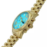 Michael Kors Lexington Chronograph Blue Dial Gold Steel Strap Watch For Women - MK7216