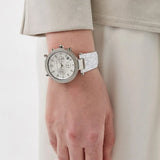 Michael Kors Parker Chronograph White Dial White Leather Strap Watch For Women - MK7226