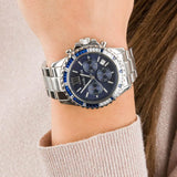 Michael Kors Everest Chronograph Blue Dial Silver Steel Strap Watch For Women - MK7237