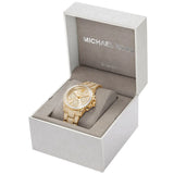 Michael Kors Everest Chronograph Crystals Gold Dial Gold Steel Strap Watch For Women - MK7254