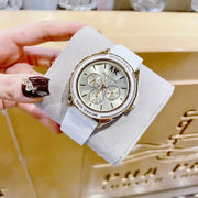 Michael Kors Jessa Quartz Gold Dial White Silicone Strap Watch For Women - MK7267
