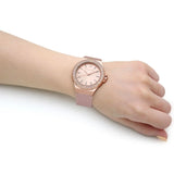 Michael Kors Mini Lennox Three-Hand Rose Gold Dial Pink Silicone Strap Watch For Women - MK7282