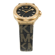 Michael Kors Lennox Three Hand Black Dial Black Leather Strap Watch For Women - MK7307