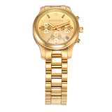 Michael Kors Runway Chronograph Gold Dial Gold Steel Strap Watch For Women - MK7326