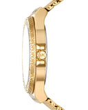 Michael Kors Corey Three Hand Black Dial Gold Steel Strap Watch for Women - MK7345