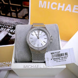 Michael Kors Lennox Three-Hand Silver Dial Silver Steel Strap Watch For Women - MK7337