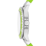 Michael Kors Everest Three Hand Crystals Silver Dial Green Silicone Strap Watch For Women - MK7360