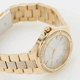 Michael Kors Lenox Three Hand Silver Dial Gold Steel Strap Watch For Women - MK7361