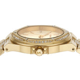 Michael Kors Lenox Three Hand Silver Dial Gold Steel Strap Watch For Women - MK7361