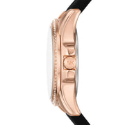 Michael Kors Mini Pilot Black Dial Black Silicone Strap Watch For Women - MK7373