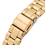 Michael Kors Lennox Quartz Green Dial Gold Steel Strap Watch For Women - MK7395