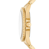 Michael Kors Everest Three Hand Mother of Pearl White Dial Gold Steel Strap Watch For Women - MK7401