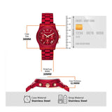 Michael Kors Runway Analog Chronograph Red Dial Red Steel Strap Watch for Women - MK7436