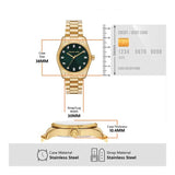 Michael Kors Lexington Three Hand Green Dial Gold Steel Strap Watch For Women - MK7449