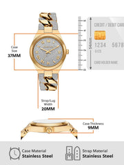 Michael Kors Lennox Pavé Crystals Silver Dial Two Tone Steel Strap Watch for Women - MK7487