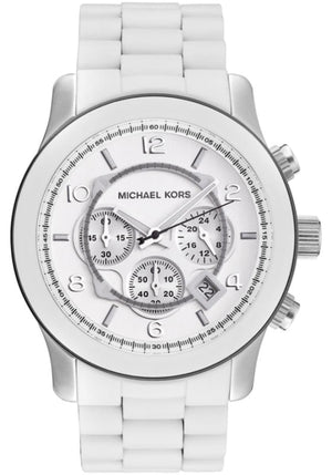 Michael Kors Oversize White Dial White Steel Strap Watch for Men - MK8108