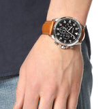 Michael Kors Gage Chronograph Quartz Black Dial Brown Leather Strap Watch For Men - MK8333